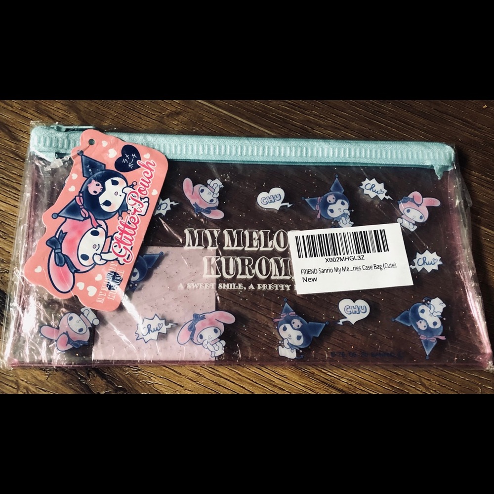 KUROMI & MY MELODY-NWT Zippered Clear Pouch